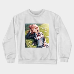 yuigahama lying on the grass Crewneck Sweatshirt